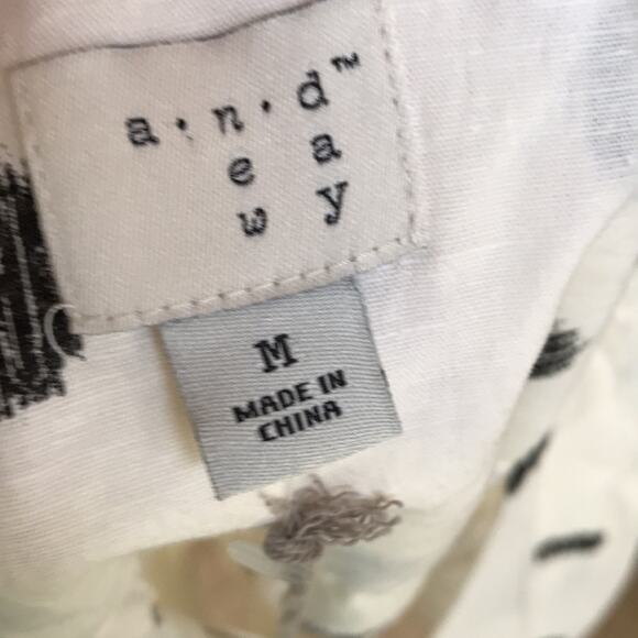 NEW A New Day Cotton Linen Polka Dot Sheer White Black Tank Women's Size M - Picture 8 of 9